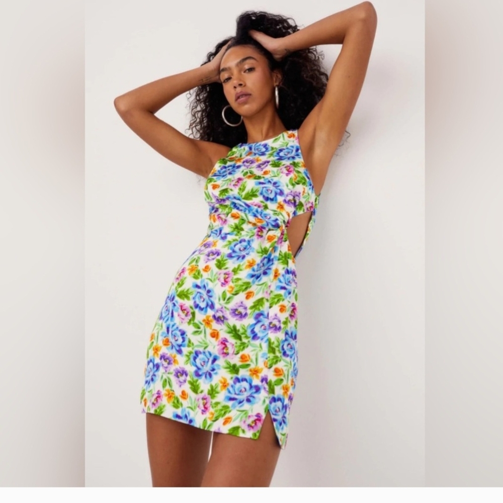 For Love And Lemons Blue Floral Mini Dress